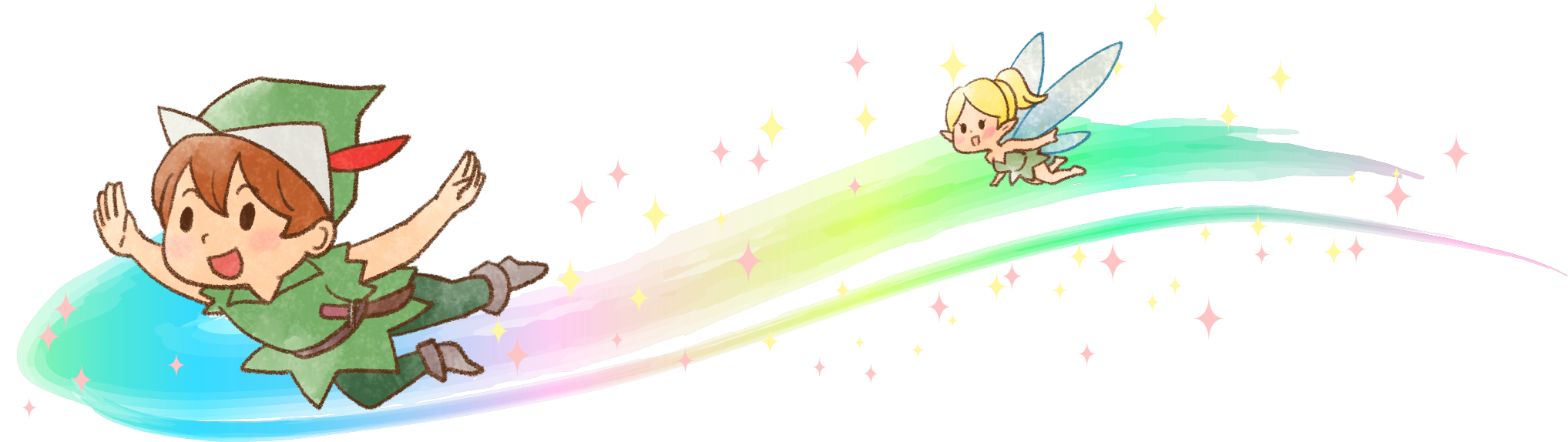 空飛ぶピーターパンと妖精